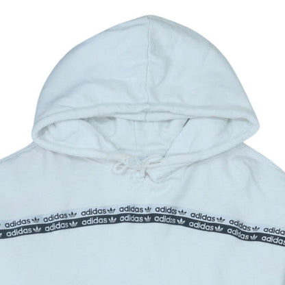 Adidas Women's White Hooded Pullover Sweatshirt UK 12 with Logo Trim
