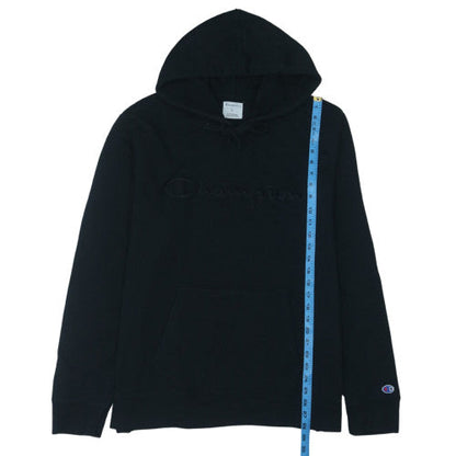 Champion Mens Black XL Pullover Hoodie Embroidered Logo Fleece
