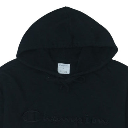 Champion Mens Black XL Pullover Hoodie Embroidered Logo Fleece