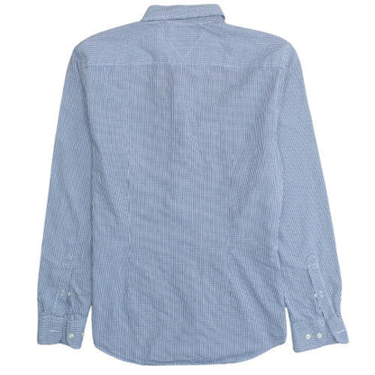 Tommy Hilfiger Men's Blue Check Slim Fit Cotton Shirt L Long Sleeve