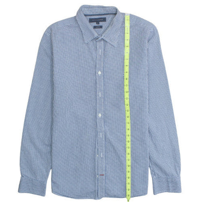 Tommy Hilfiger Men's Blue Check Slim Fit Cotton Shirt L Long Sleeve