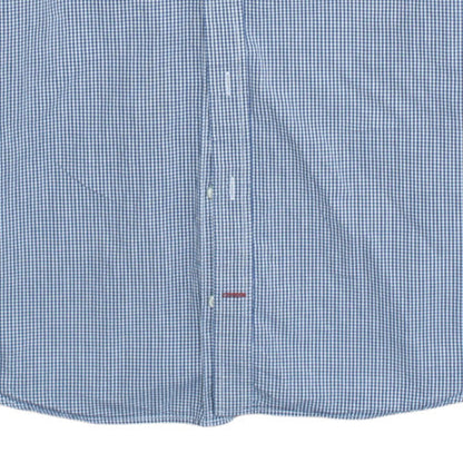 Tommy Hilfiger Men's Blue Check Slim Fit Cotton Shirt L Long Sleeve