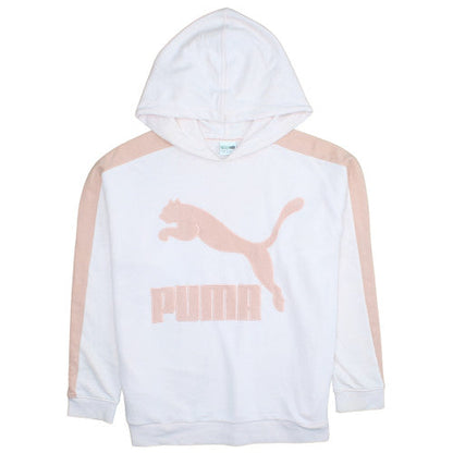 Puma Womens White & Pink Hooded Pullover Sweatshirt Size 14