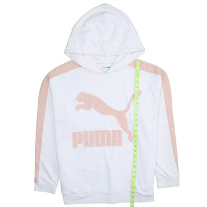 Puma Womens White & Pink Hooded Pullover Sweatshirt Size 14