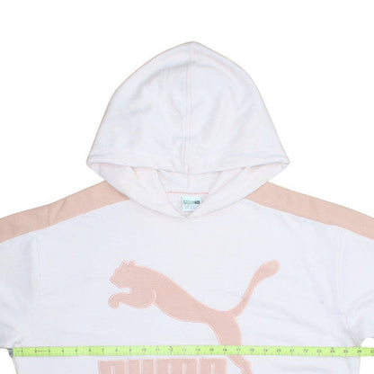 Puma Womens White & Pink Hooded Pullover Sweatshirt Size 14