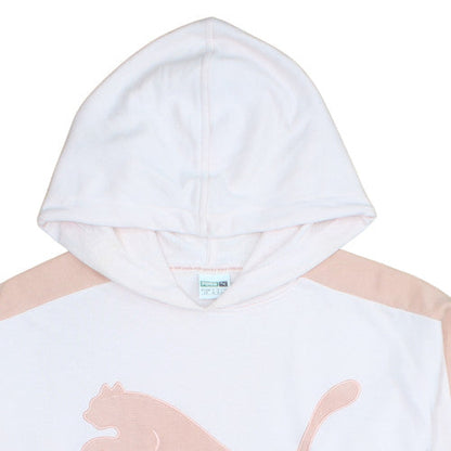 Puma Womens White & Pink Hooded Pullover Sweatshirt Size 14