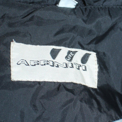Affiniti Mens Blue Hooded Windbreaker Jacket L Nylon Embroidered 90s Style