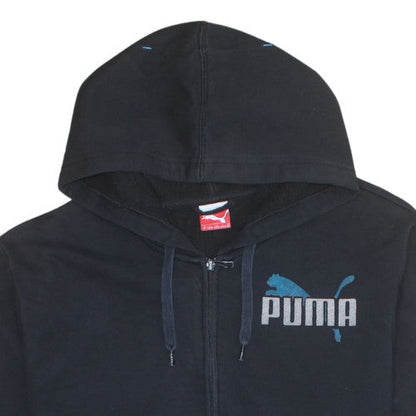 Puma Men's Black XL Full Zip Hoodie with Logo Design