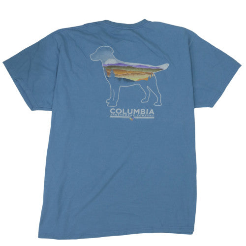 Columbia Mens Blue 2XL Graphic Dog Outdoor Cotton T-Shirt