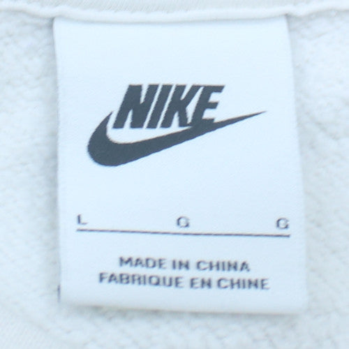 Nike Men's White Logo Pullover Fleece Sweatshirt Size L