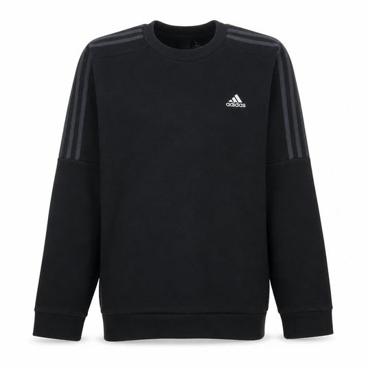 Front view of Adidas Men's Black Pullover Crew Neck Sweatshirt, size M