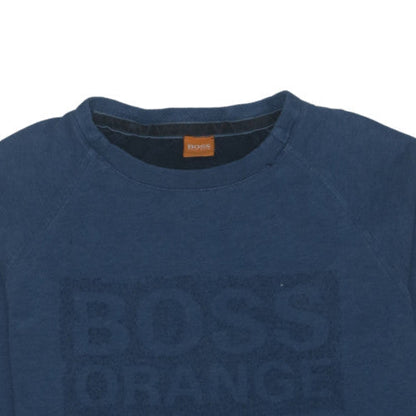 Hugo Boss Mens Blue Logo Crew Neck Pullover Sweatshirt M