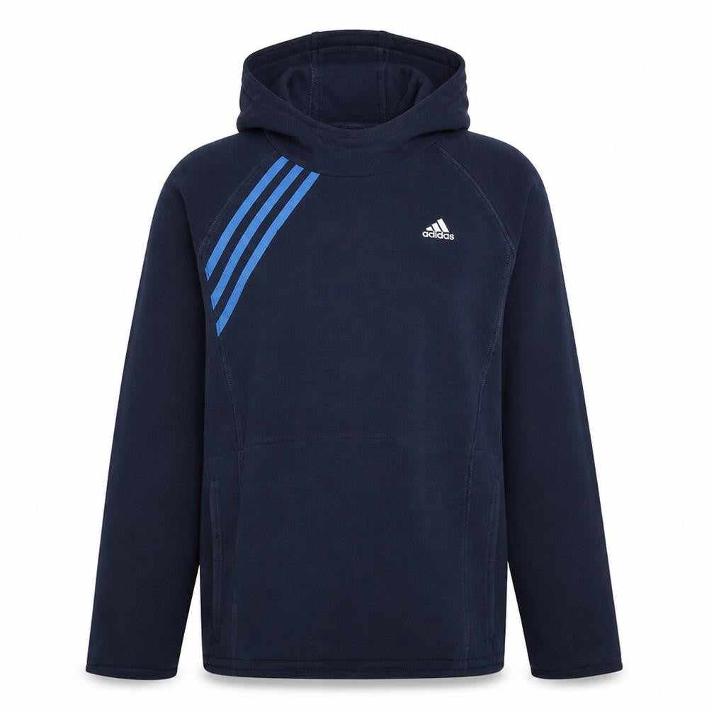 Front view of Adidas Teens Blue Pullover Hoodie Long Sleeve Sports Fleece 14