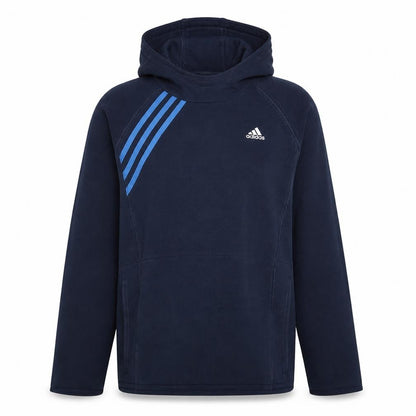 Front view of Adidas Teens Blue Pullover Hoodie Long Sleeve Sports Fleece 14