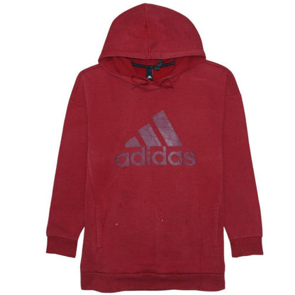 Adidas Men's Red Pullover Hoodie S Regular Fit Fleece Logo Sportswear
