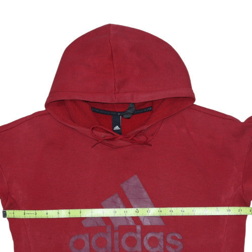 Adidas Men's Red Pullover Hoodie S Regular Fit Fleece Logo Sportswear