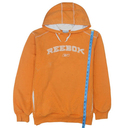 Reebok Mens Orange Embroidered Pullover Hoodie Size M Sports Fleece