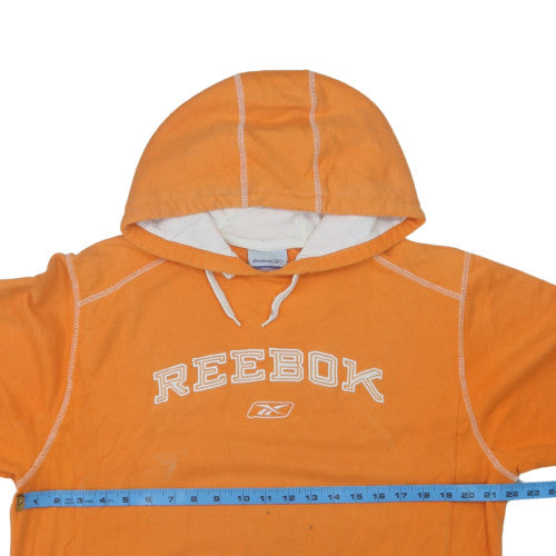 Reebok Mens Orange Embroidered Pullover Hoodie Size M Sports Fleece