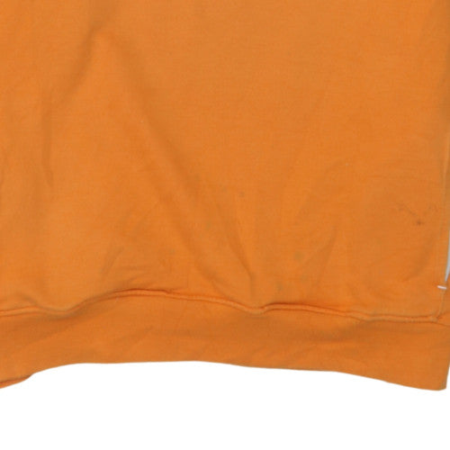 Reebok Mens Orange Embroidered Pullover Hoodie Size M Sports Fleece