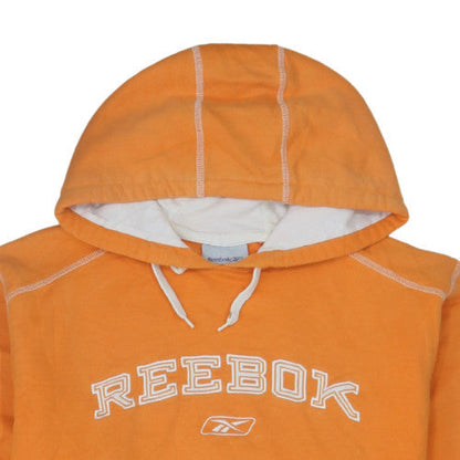 Reebok Mens Orange Embroidered Pullover Hoodie Size M Sports Fleece