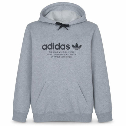 adidas Men’s Grey Pullover Hoodie Small Logo Fleece Sweatshirt