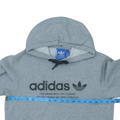 adidas Men’s Grey Pullover Hoodie Small Logo Fleece Sweatshirt