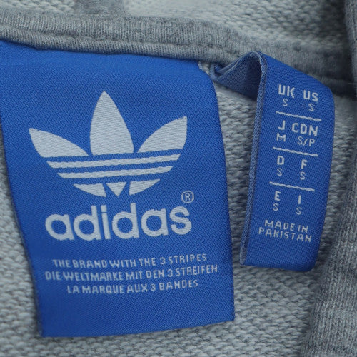 adidas Men’s Grey Pullover Hoodie Small Logo Fleece Sweatshirt