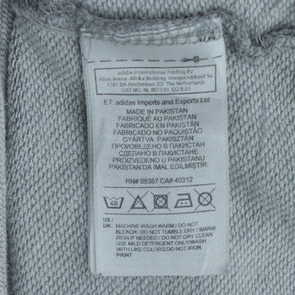adidas Men’s Grey Pullover Hoodie Small Logo Fleece Sweatshirt