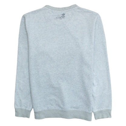 Adidas Mens Grey Crew Neck Graphic Logo Pullover Sweatshirt Size 164
