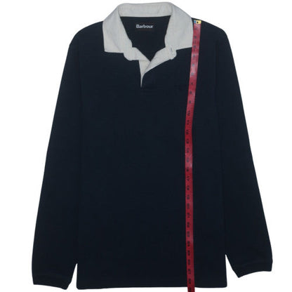 Barbour Mens Blue Long Sleeve Polo Shirt L Cotton Blend