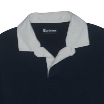 Barbour Mens Blue Long Sleeve Polo Shirt L Cotton Blend