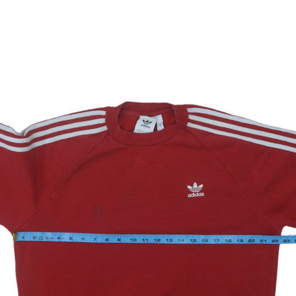 adidas Men Red Crew Neck Pullover Sweatshirt M Sports Fleece