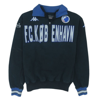 Kappa Men Black Blue Large 1/2 Zip FC Copenhagen Sweatshirt