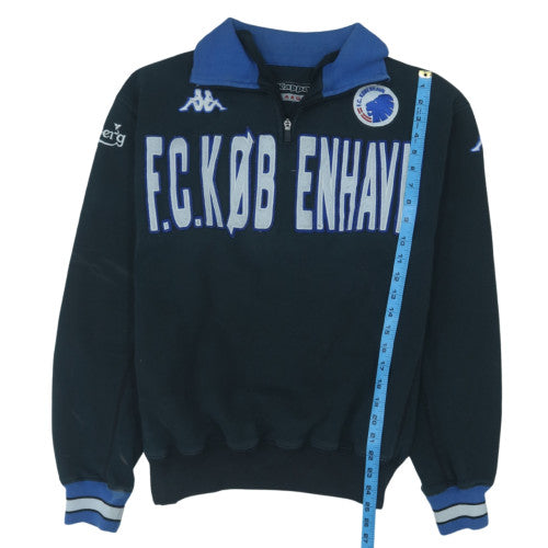 Kappa Men Black Blue Large 1/2 Zip FC Copenhagen Sweatshirt