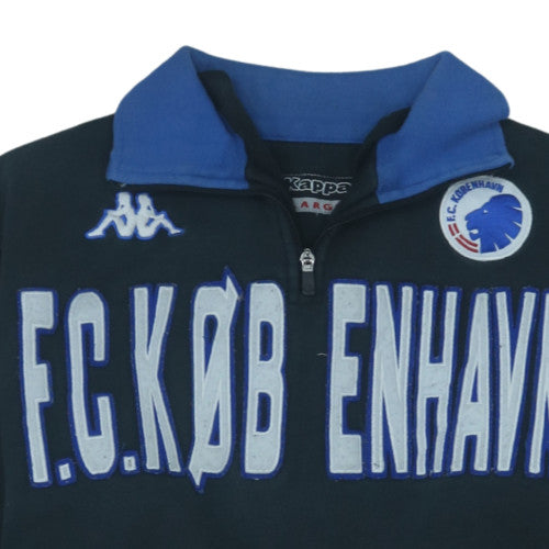Kappa Men Black Blue Large 1/2 Zip FC Copenhagen Sweatshirt