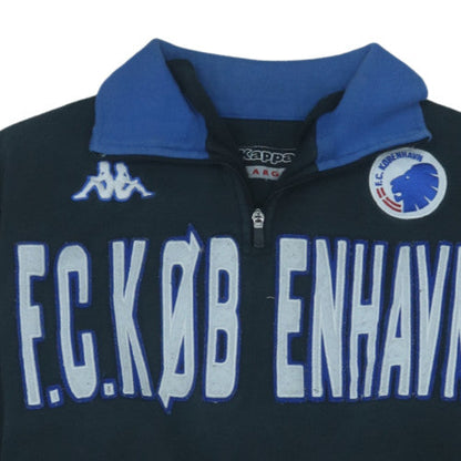 Kappa Men Black Blue Large 1/2 Zip FC Copenhagen Sweatshirt