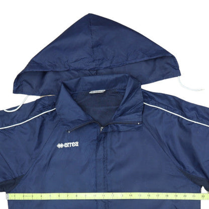 Erreà Men's Blue Hooded Windbreaker Jacket Size S Regular Fit