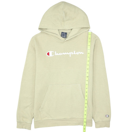 Champion Boys Beige Pullover Hoodie 15-16 Years 2XL Fleece Logo Sweatshirt