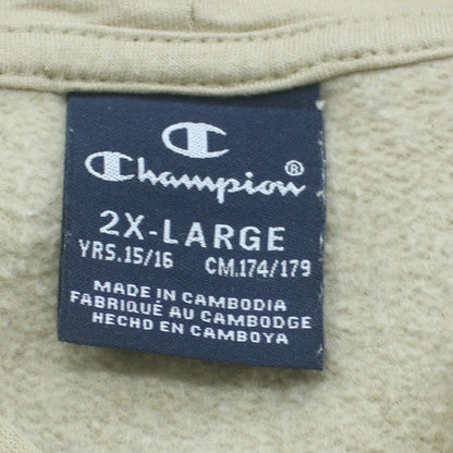 Champion Boys Beige Pullover Hoodie 15-16 Years 2XL Fleece Logo Sweatshirt