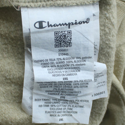 Champion Boys Beige Pullover Hoodie 15-16 Years 2XL Fleece Logo Sweatshirt