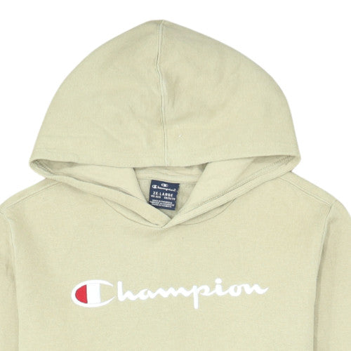 Champion Boys Beige Pullover Hoodie 15-16 Years 2XL Fleece Logo Sweatshirt
