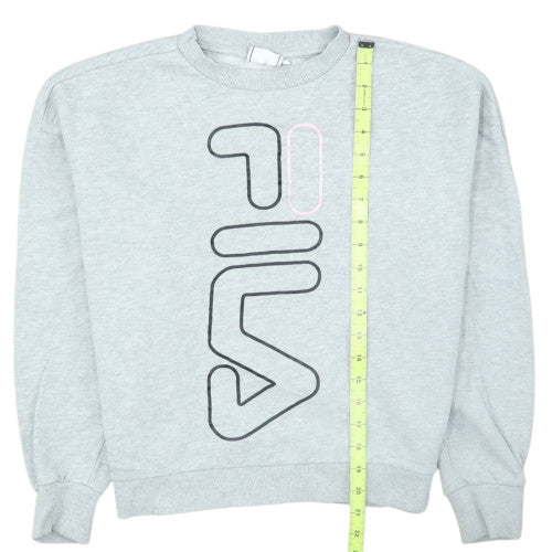 FILA Women Grey Logo Crew Neck Pullover Sweatshirt Size S