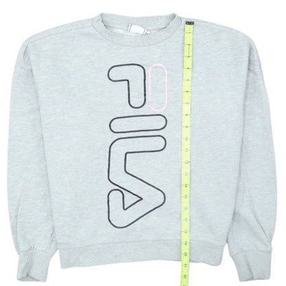 FILA Women Grey Logo Crew Neck Pullover Sweatshirt Size S