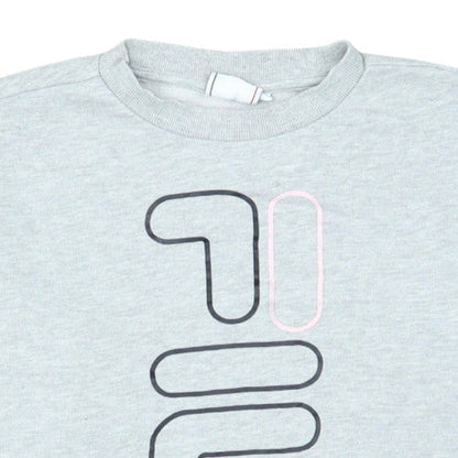 FILA Women Grey Logo Crew Neck Pullover Sweatshirt Size S