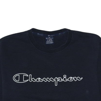 Champion Women's Black XL Pullover Sweatshirt Crew Neck Logo Front