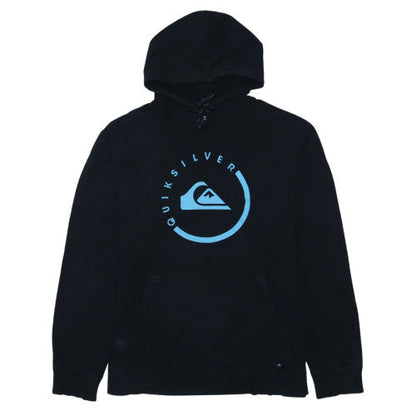 Quiksilver Men’s Black 2XL Pullover Hoodie with Blue Logo