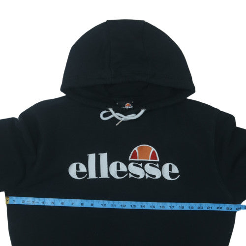 Ellesse Mens Black Pullover Hoodie L Logo Fleece Sweatshirt