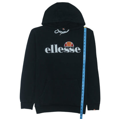 Ellesse Mens Black Pullover Hoodie L Logo Fleece Sweatshirt