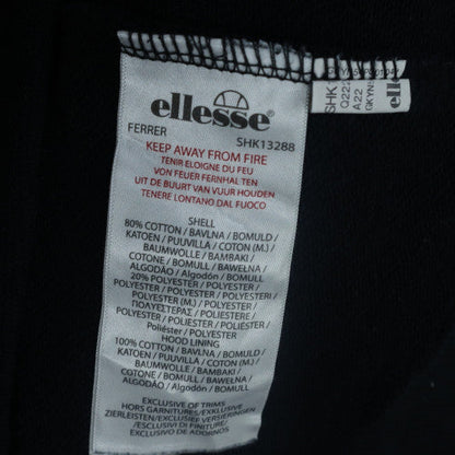 Ellesse Mens Black Pullover Hoodie L Logo Fleece Sweatshirt