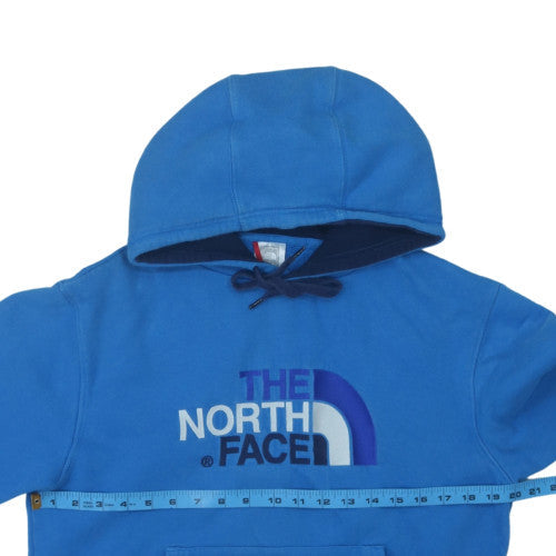 The North Face Men's Blue Pullover Hoodie S Cotton Fleece Logo Outdoor
